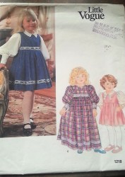 1218 VOGUE GIRLS SLEEVELESS EMPIRE JUMPER, DRESS, BLOUSE PATTERN  SIZE 3